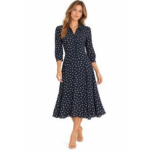 Hobbs Emmaline Midi Dress Navy US 8 Scottie Dog Print
